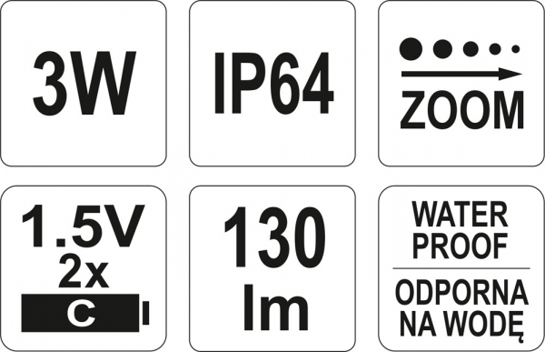 Lanterna cu LED YATO, functie zoom, 3W, 130lm [9]