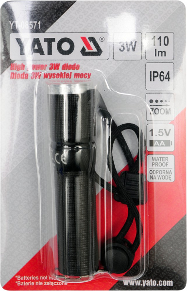 Lanterna de buzunar YATO, cu led, functie zoom, 3W, 100lm [5]