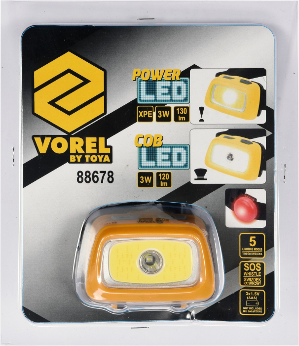 Lanterna de cap VOREL 3W LED 120lm [5]