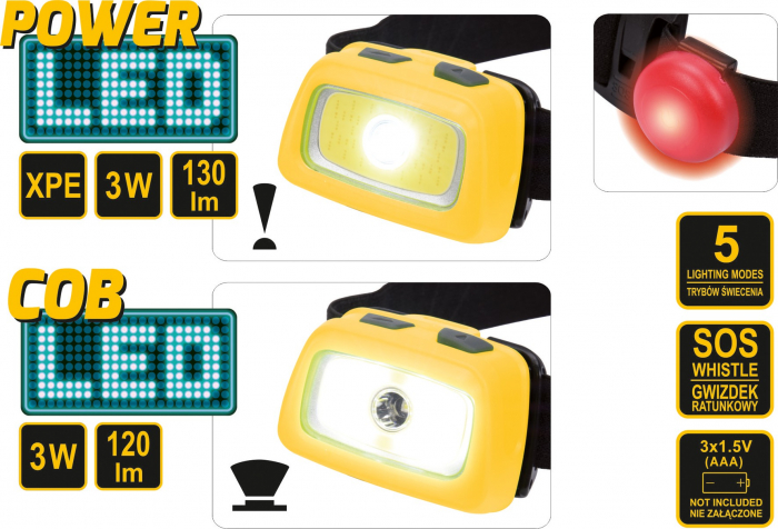 Lanterna de cap VOREL 3W LED 120lm [6]