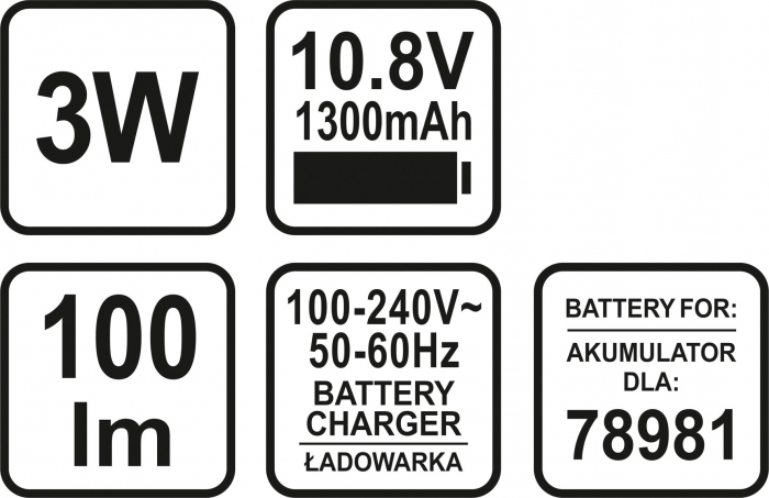 Lanterna cu acumulator STHOR 10.8V 1.3Ah 3W 100lm [6]