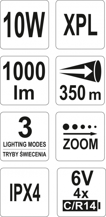 Lanterna led YATO 10W 1000lm XPL ZOOM [4]