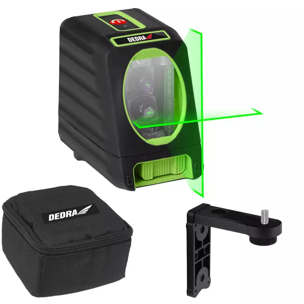 Laser in cruce DEDRA 30m (50m cu detector), auto-nivelare, laser verde 30m