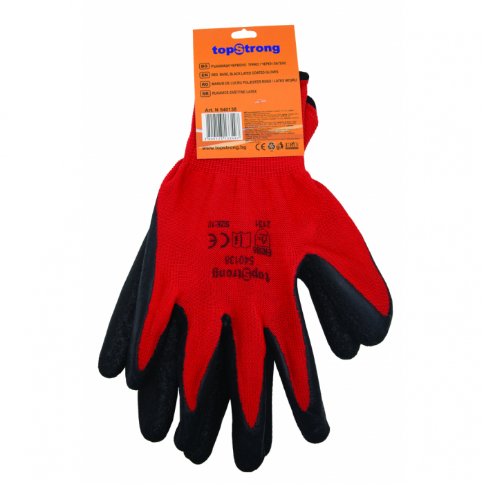 Manusi de protectie latex negu poliester rosu TS TopStrong [2]