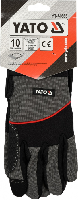 Manusi protectie YATO, piele sintetica/spandex, gri/negru, marime 10 [2]