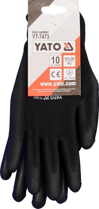 Manusi protectie YATO, nylon negru, PU, marime 10 [4]