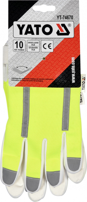 Manusi protectie YATO, piele sintetica, galben reflectorizant, marime 10 [2]