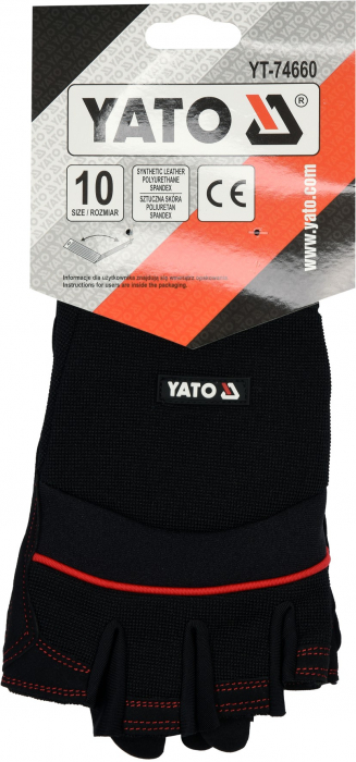 Manusi fara degete YATO, piele sintetica, negru, marime 10 [3]