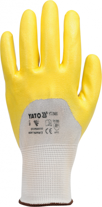 Manusi protectie YATO, nylon/nitril, alb/galben [2]