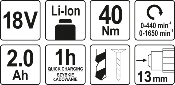 Masina de gaurit/insurubat YATO, 18V, 1 X 2Ah, Li-Ion, 40Nm [6]