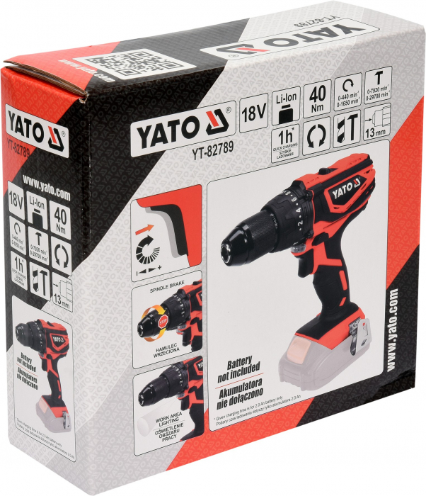 Masina de gaurit/insurubat cu percutie YATO 18V 40Nm (fara acumulator si incarcator) [3]