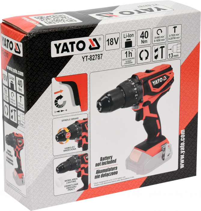 Masina de gaurit cu percutie YATO 18V 40Nm (fara acumulator si incarcator) [3]