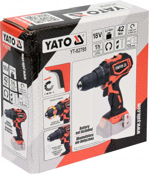 Masina de gaurit YATO 18V Li-Ion, 42Nm (Fara acumulator si incarcator) [3]