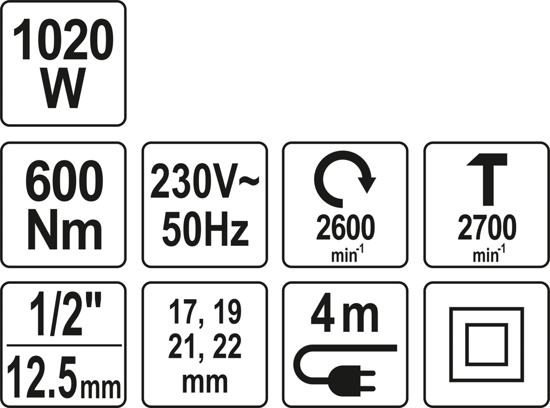 Masina de insurubat YATO, cu impact, 1/2", 1020W, 600Nm [10]