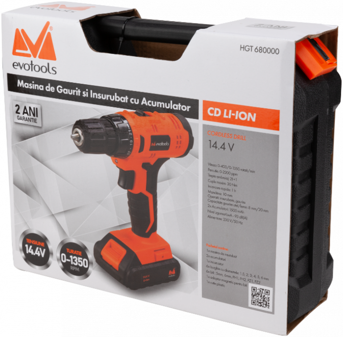 Masina de Gaurit si Insurubat cu 2 Acumulatori EPTO CD Li-Ion 14.4V EVOTOOLS [7]
