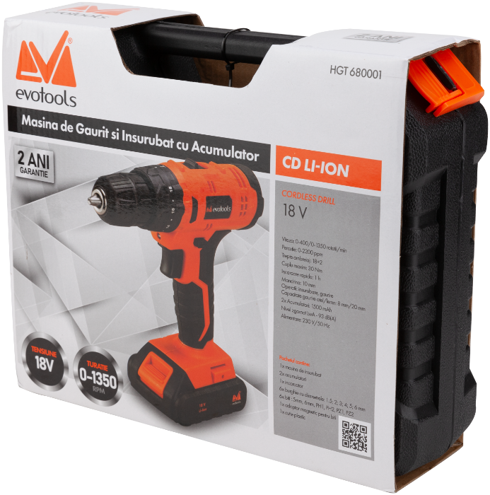 Masina de Gaurit si Insurubat cu Percutie cu 2 Acumulatori  EPTO CD Li-Ion 18V EVOTOOLS [8]