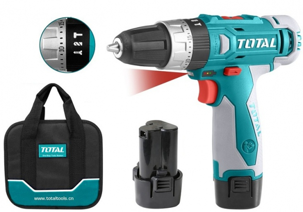 Masina de gaurit TOTAL, cu percutie si acumulator, 12V, Li-Ion, 2X2 Ah [3]