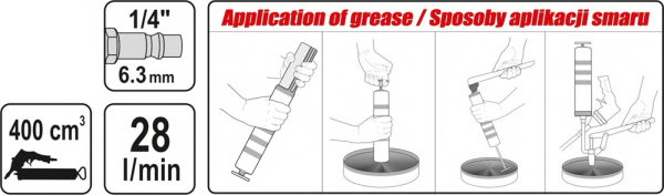 Masina de gresat YATO, pneumatica, 1/4", 0.2 - 0.8MPA [3]