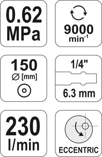 Masina de slefuit pneumatica YATO, 150mm, 9000 rpm, 230 l/min [4]