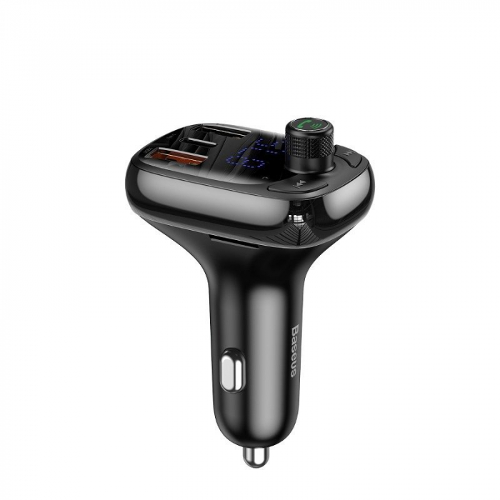 Modulator FM bluetooth 5.0 BASEUS Tip T 2xUSB, USB-C, PD, QC 3.0, microSD (negru) CCTM-B01 [4]