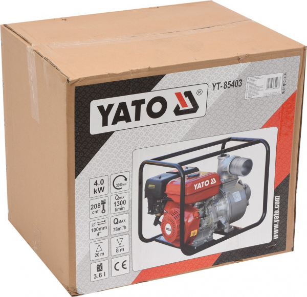 Motopompa pe benzina YATO, 1300 l/min, 5.7kW, 4 Inch [4]