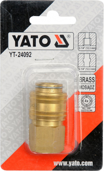 Mufa rapida YATO, pentru aer comprimat, alama, 1/4" [2]