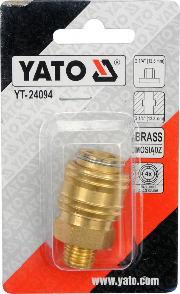 Mufa rapida YATO, pentru aer comprimat, alama, filet exterior, 1/4" [2]