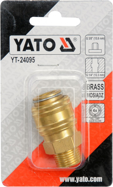 Mufa rapida YATO, pentru aer comprimat, alama, filet exterior, 3/8" [2]
