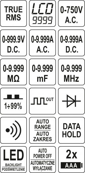 Multimetru digital universal TRUE RMS interval auromat 0-750V LCD 9999 YATO [7]