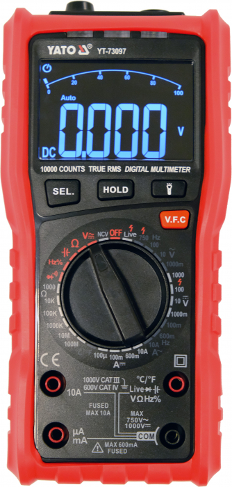 Multimetru digital universal TRUE RMS interval auromat si manual 0-750V LCD 9999 YATO [4]