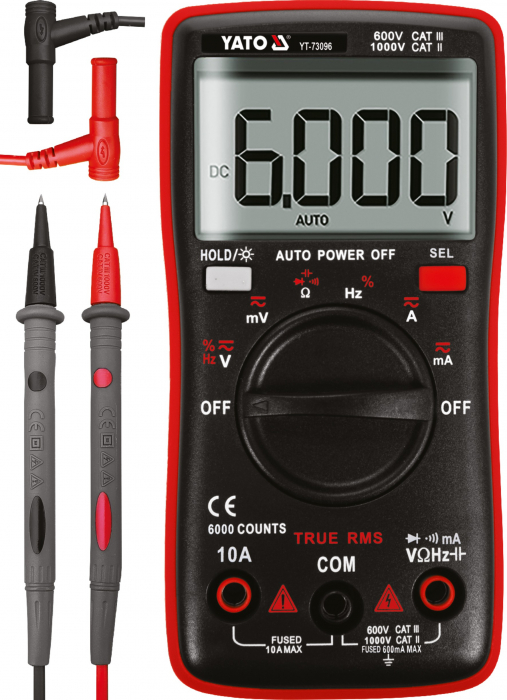 Multimetru digital universal TRUE RMS interval auromat 0-750V LCD 6000 YATO [4]