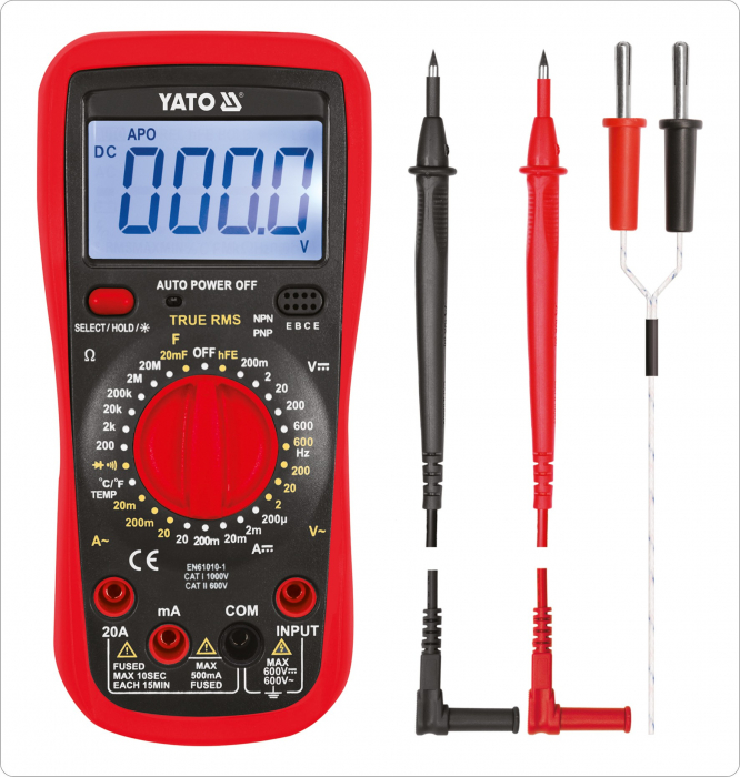 Multimetru digital universal TRUE RMS interval manual 0-600V YATO [4]
