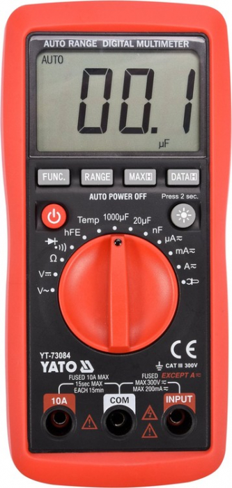 Multimetru digital universal YATO, multifunctional, 0-300V, RMS adevarat [3]