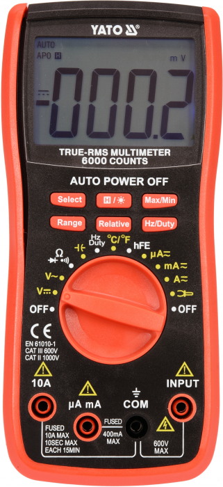 Multimetru Digital YATO, multifunctional, 0-600V, RMS adevarat [2]