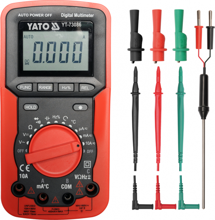 Multimetru digital universal 0-600V secventa de faza YATO 0-600V