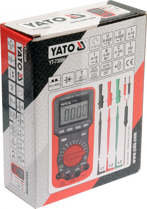 Multimetru digital universal 0-600V secventa de faza YATO [2]