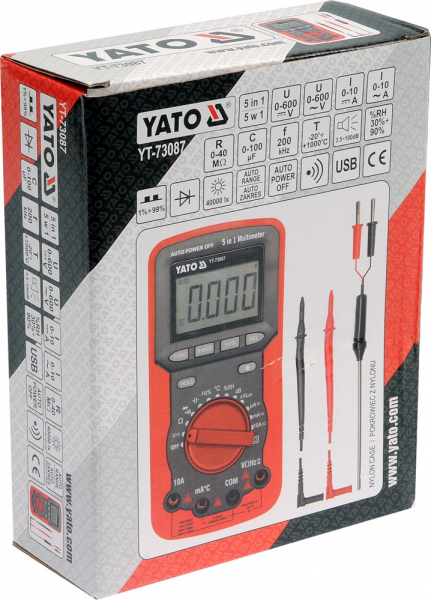 Multimetru Digital YATO, Universal, 0-600V, 5 in 1 [2]