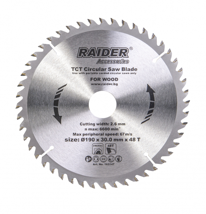 Disc pentru fierastrau circular 190х48Тх30mm raider