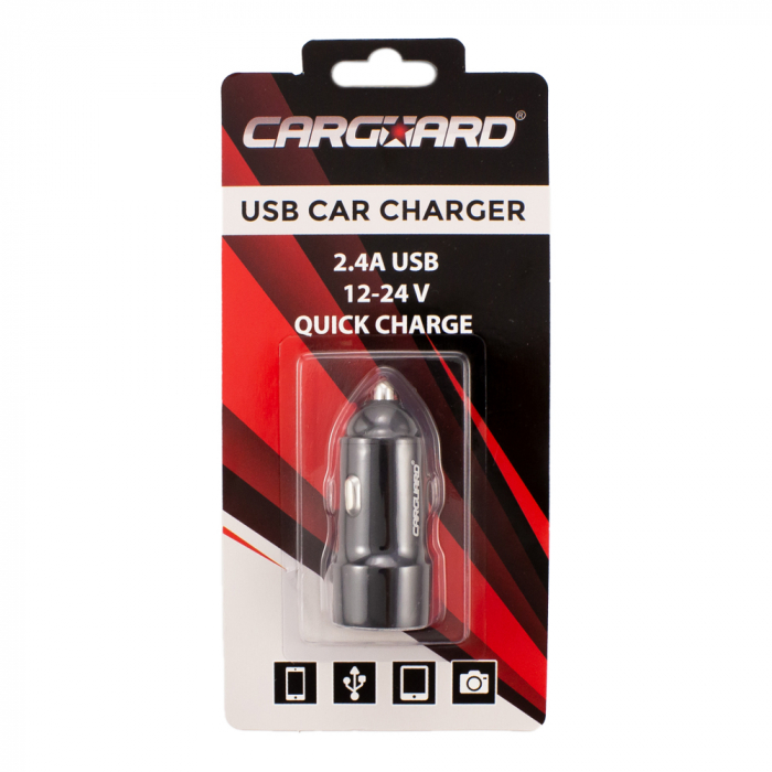 Încărcător auto USB - 2400 mA - carcasă metalică - CARGUARD [2]