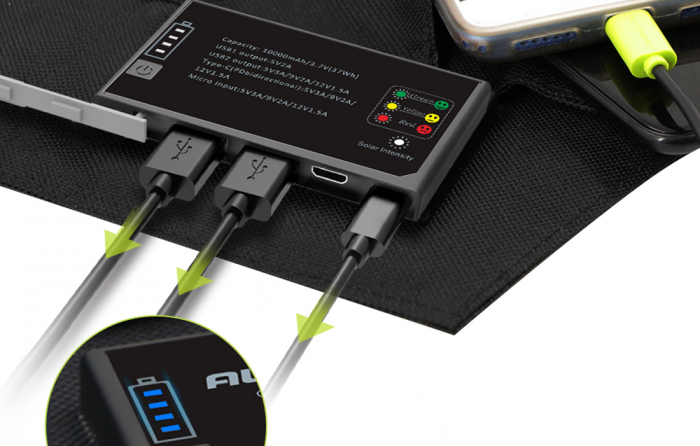 Panou fotovoltaic ALLPOWERS 15W USB / USB-C / Micro USB AP-SP-014-BLA + Powerbank 10000mAh [4]