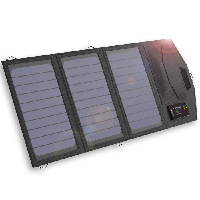 Panou fotovoltaic allpowers 15w usb usb-c micro usb ap-sp-014-bla + powerbank 10000mah