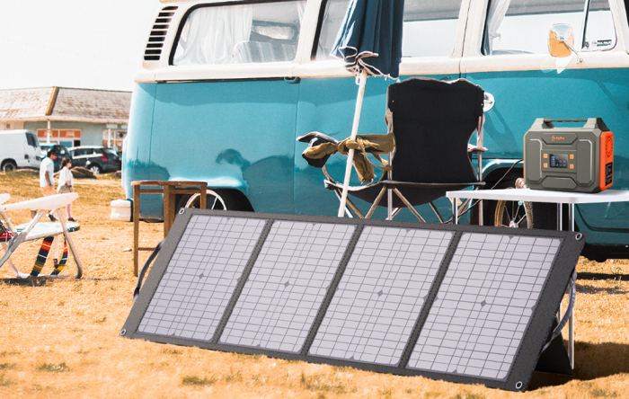 Panou fotovoltaic BigBlue 80W USB / USB-C / DC + conectori, incarcator solar B406 [5]
