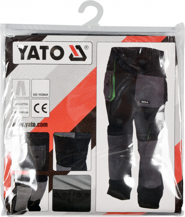 Pantalon de lucru YATO 100% bumbac 270 g/m2 negru/gri M [6]