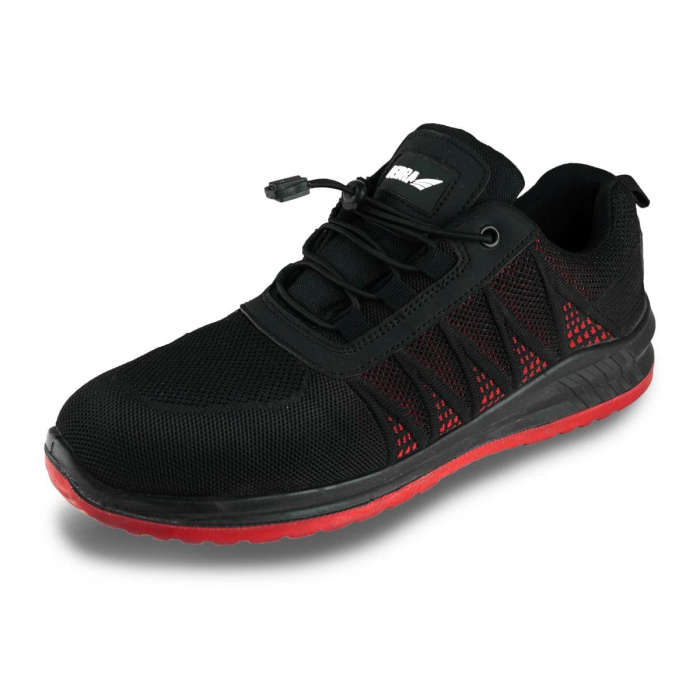 Pantofi de protectie M8 DEDRA, cat.S1 SRC, 200J, negru rosu 200J