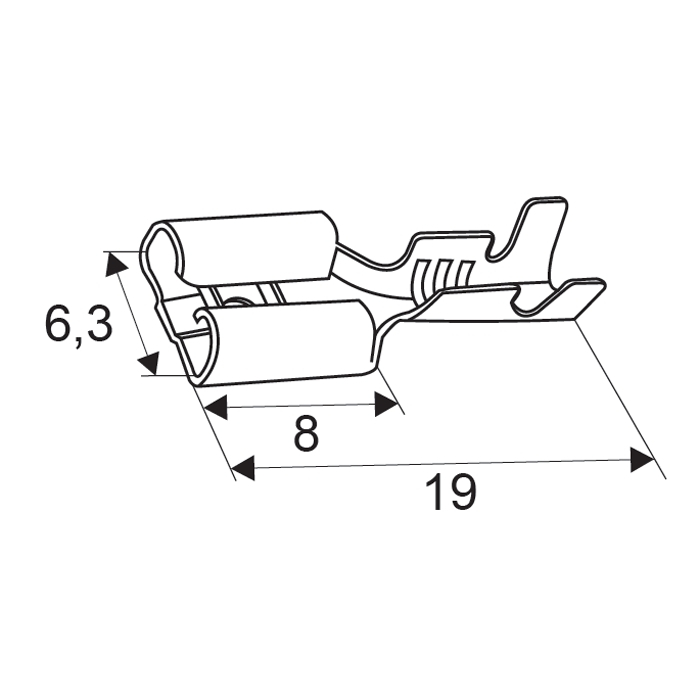 Papuc cuprat 6,3 mm, set 100 buc. [2]