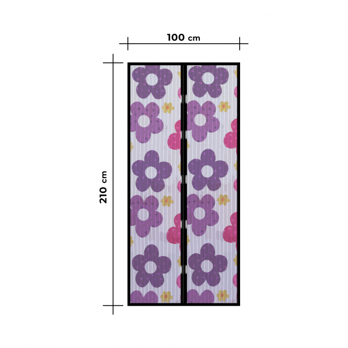 Perdea anti-tantari pt. usi cu inchidere magnetica, 100 x 210 cm „Flori colorate” [3]