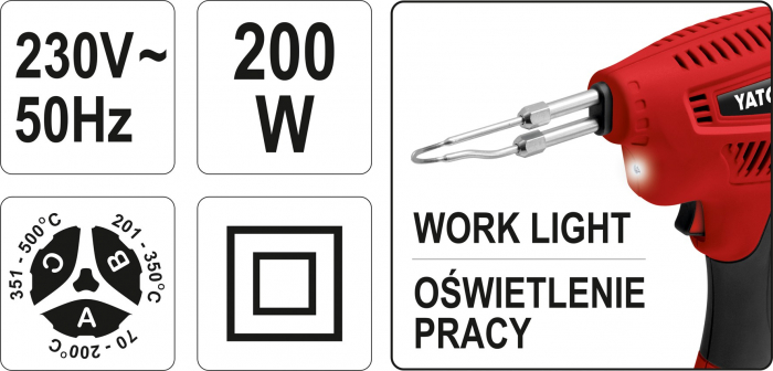 Pistol de lipit YATO, 200W, 70 - 500 °C [6]