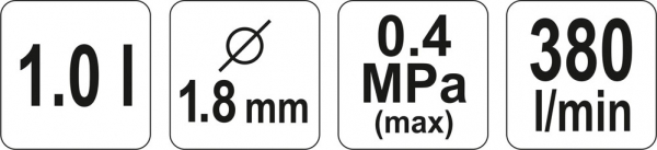 Pistol de Vopsit YATO, rezervor metalic, 1l [2]