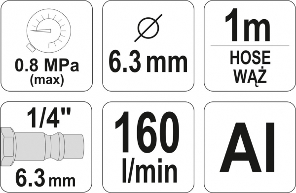 Pistol pentru sablat YATO, furtun 1m, 6.3mm [2]