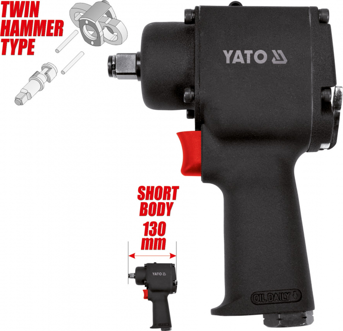 Pistol pneumatic YATO, mini cheie 1/2 680Nm [5]